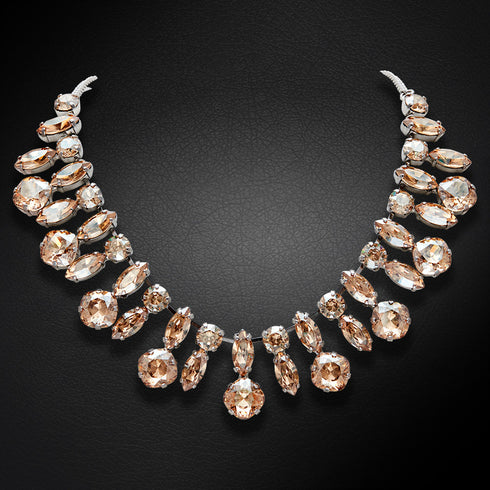 Wedding Necklace "Crystal Branch (Golden Shadow)" with Swarovski™ Crystals